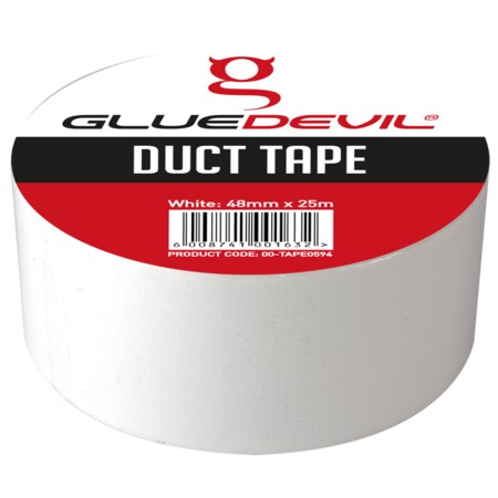 Gluedevil White Duct Tape (1.9Inx27.3Yard)/(48Mmx25M), PK24 50-TAPE7589